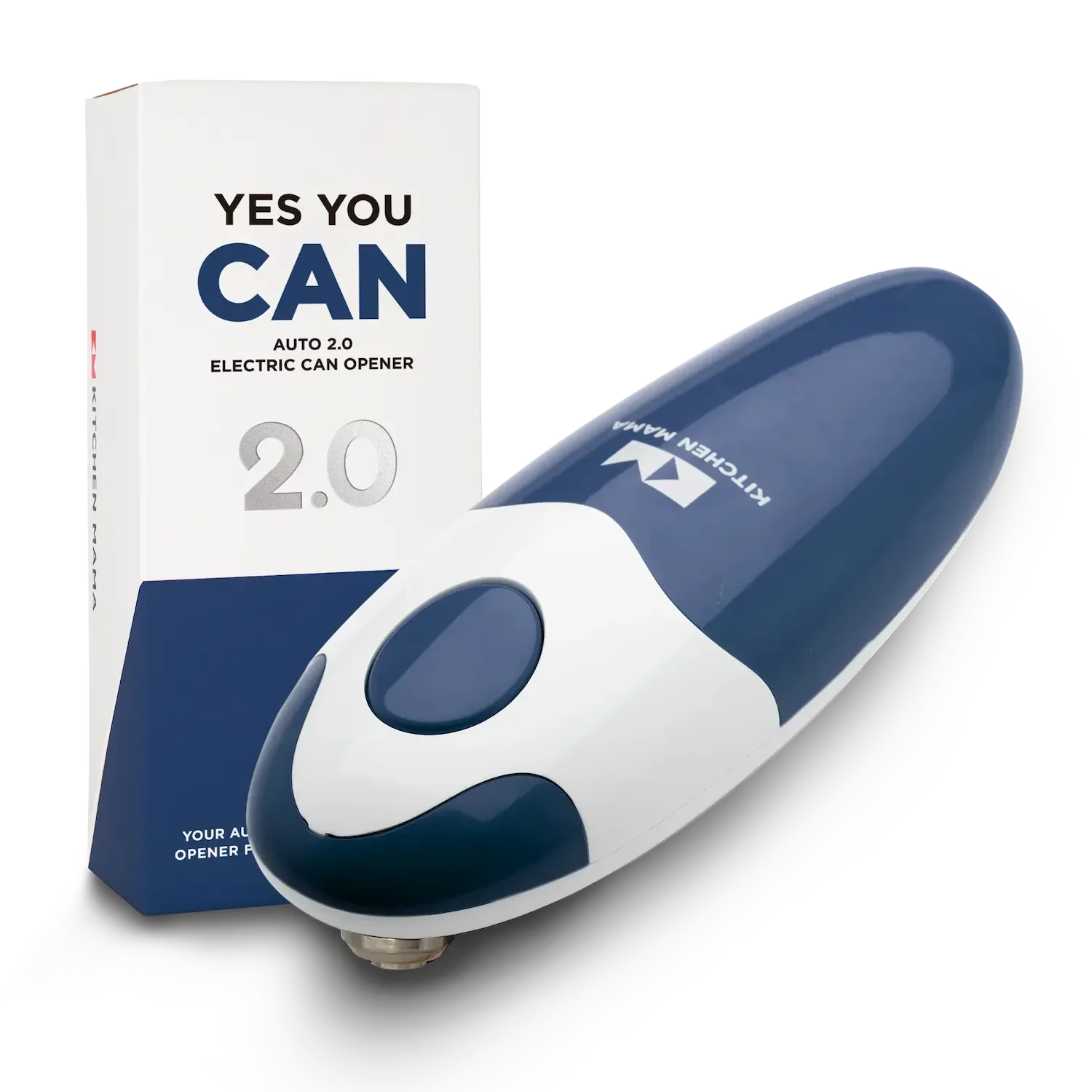 Electric Can Opener - Auto 2.0, Kitchen Mama, Navy Blue, CO1150-N, easy crank can opener, battery powered can openers for seniors with arthritis, soft edge can opener, ergonomic electric can opener